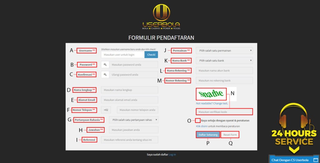 Formulir Pendaftaran Userjudi